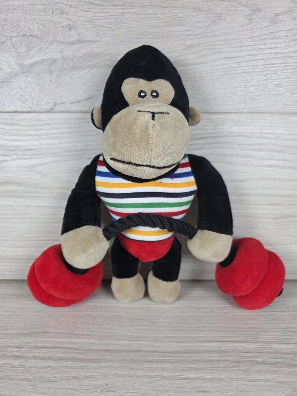 Plush Gorilla Holding Barbell Novelty Weightlifter 10" Gym Workout Buddy SU45